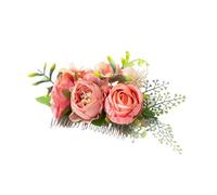 Bridal hair accessories Shining Wedding Jewelry Headwear Bridal Hair Accessories Flower Hair Comb Flower Leaf Hair Comb Bridal Crystal Hair Ornaments(Pink)