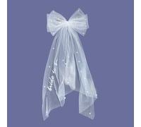 Bridal Hair Bow Veil with Pearl, Bow Knot White Wedding Veil with Tulle Hair Accessories for Bachelorette Party Bridal Shower Hen Night Bridesmaid Supplies Y5HDXNTF