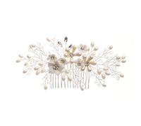 Bridal Hair Comb Wedding Hair Accessories Handmade Crystal Rhinestone Pearls Ceramic Flower Bridal Hair Comb Wedding Hair Accessories Brides