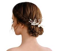Bridal Hair Pins - 3pcs Fashion Retro Elegant Ladies Pearl Rhinestone Hair Accessories for Wedding Bridal Jewelry Bridal Hair Accessories Headpiece Wedding Accessories (Gold-B)