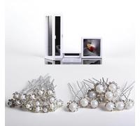 Bridal Hair Pins with Storage Box - 20 PCS 9-Diamond+Pearl, 20 PCS Single-Diamond (1.2cm White), for Wedding/Daily Hairstyling