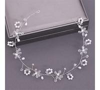 Bridal Headband Wedding Hair Accessories Pearl Crystal Headband Bridal Hair Accessories Bridal Headband Wedding Flower Headband (Silver 8 1 pcs (1 pack))