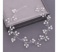 Bridal Headband Wedding Hair Accessories Pearl Crystal Headband Bridal Hair Accessories Bridal Headband Wedding Flower Headband (Silver 6 1pcs (1pack))