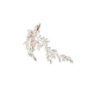 Bridal Headdress Shiny Wedding Hair Comb Pearl Flower Leaf Clip Ladies Ornament For Womens(Gold)