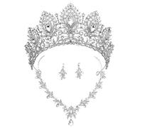 Bridal Jewelry Set Tiara Choker Necklace Earrings For Wedding Dress Accessory Crown J