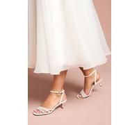 Bridal Kansas Satin Pearl Detail Kitten Heel Sandals Coast White 4