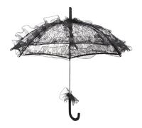 Bridal Lace Parasol Black Aluminium Alloy Photo Prop | Wedding Bride Accessory, Stage Dancing Prop, Comfortable Hand Feel, Artwork Finish