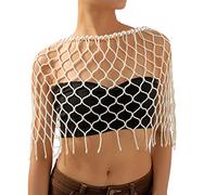 Bridal Luxury Body Chain Imitation Pearls Shawl Wedding Lady Retro Prom Evening Shawl Women Elegant Party Accessory Personalized Mesh Beaded Body Chain Wrap Bridal Wedding Decorative Cover Up