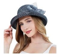 Bridal Organza Wide Brim Wedding Hats Womens Sun Hat Ladies Summer Bride Gauze Cap for Church Floral Party Elegant Large Ladies Fedoras Black One Size