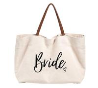 Bridal Party Tote Bag with Brown Handles, Fabric Carry Bag for Wedding Prep, Showers, and Small Daily Accessories Event Carry Bridal Shower Favor Getting Ready Tote Fabric Handbag Small Essentials