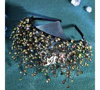 Bridal Rhinestone Crown Headband Handmade Wedding Headpiece Brides Party Hair Accessories Hp846-Black