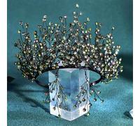 Bridal Rhinestone Crown Headband Handmade Wedding Headpiece Brides Party Hair Accessories Hp846-Black Set