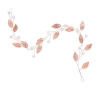 Bridal Rhinestone Leaf Headband, Handmade Rose Gold Soft Chain