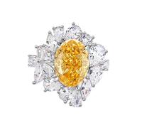 Bridal Rings for Women, Wedding Band Set Luxury 7ct Oval Citrine with Moissanite 14K White Gold Size L 1/2