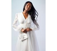 Bridal Ruched Clutch Bag With Removable Shoulder Strap Oasis White One Size