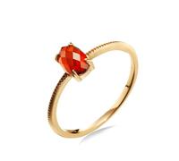 Bridal Sets Wedding Rings, Mid Rings for Women Four Claws with Red Granat 18.1K Rose Gold Size J 1/2