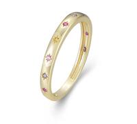 Bridal Sets Wedding Rings, Silver Ring for Women Sun with Multicolor Round Shape Lab Created Sapphire 14K Yellow Gold Size M 1/2