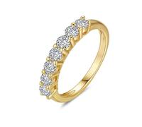Bridal Sets Wedding Rings, Yellow Gold Ring Thin 14K Round with 0.7ct Moissanite Gold Size O 1/2