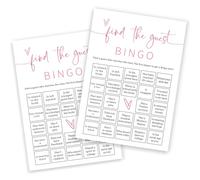 Bridal Shower Bingo, 25Pcs Prefilled Find The Guest Bingo Game Cards, Engagement Party Games for Guests, Pink Wedding Party Supplies - E17