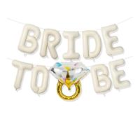 Bridal Shower Decorations, Bride to Be Balloons and Hen Do Decorations, 9Pcs Ivory White Letter Balloons and 1Pcs Diamantballons for Bridal Shower Party Room Decoration