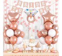 Bridal Shower Decorations Rose Gold Bridal To Be Balloon Set Star Heart Diamond Ring Foil Balloons Bunting Banner Heart Paper Garland Rose Gold White Bachelorette Marriage Engagement Party Future Mrs