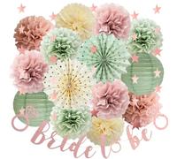 Bridal Shower Decorations Sage Green and Dusty Pink Bride to Be Hen Party Decoration Sage Green Dusty Rose Paper Fans Pom Poms Paper Lanterns for Bachelorette Engagement Wedding Party Decor