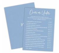 Bridal Shower Game Cards - Guess Over Or Under Game - 30 Pcs Blue Theme Wedding Party Games Game Cards, Engagement Party Game, Modern Bridal Shower Party Favor & Decorations - B07