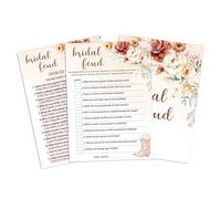Bridal Shower Games, 25 Game Cards & 1 Answer Card, Fall Boho Floral Cowboy Theme Games Card For, Bridal Shower, Engagement, Bachelorette Party, Wedding Party Game For Decorations Favors Supplies -A13