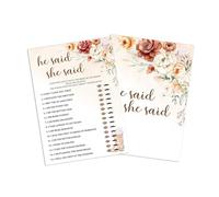 Bridal Shower Games, 25 Game Cards, Fall Boho Floral Cowboy Theme Games Card For, Bridal Shower, Engagement, Bachelorette Party, Wedding Party Game For Decorations Favors Supplies -A14