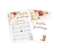 Bridal Shower Games, 25 Game Cards, Fall Boho Floral Cowboy Theme Games Card For, Bridal Shower, Engagement, Bachelorette Party, Wedding Party Game For Decorations Favors Supplies -A24
