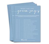 Bridal Shower Games Cards, What Did the Groom Say, Bridal Shower Games 25 Guests, Engagement Party Wedding Games for Guests, Minimalist Blue Wedding Party Supplies - B12