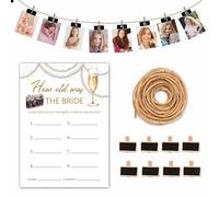 Bridal Shower Games, How Old Was The Bride To Be Bridal Shower Games for Bachelorette Party, Champagne Wedding Engagement Party Supplies, Set of 30 Game Cards (B12)