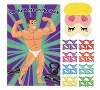 Bridal Shower Games Pin The Pants On The Hunk with 42 Stickers Large Game Poster for Bachelorette Party Games Girls Night Party Games