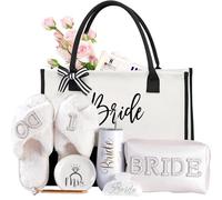 Bridal Shower Gift Box for Bride to Be - 7-Piece Set with Tumbler, Tote, Slippers, Makeup Bag & More-Engagement Gift for Future Mrs - Bachelorette Party Gifts for Her