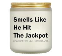 Bridal Shower Gifts for Bride, Engagement Gifts for Couples, Lavender Scented Candles Gift for Wedding, Engagement, Bachelorette Party, Smells Like He Hit The Jackpot, 3.5oz