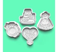 Bridal Shower Themed Cookie Cutter Set: Wedding Celebration Slice Fondant Stamp