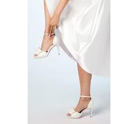 Bridal Tala Satin Structured Bow High Heel Platform Sandals Coast White 8