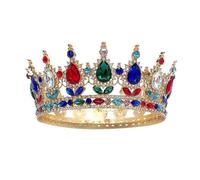 Bridal Tiara Crown For Women - Princess Crystal Full Round Pageant King Crown Wedding Hair Accessories (Gold)