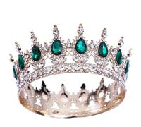 Bridal Tiara Crown For Women - Princess Crystal Full Round Pageant King Crown Wedding Hair Accessories (En8)