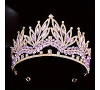 Bridal Tiara Crown For Women Rhinestone Wedding Headdress Banquet Party Hair Accessories Headpiece Purple1