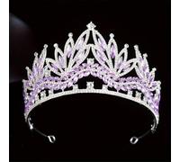 Bridal Tiara Crown For Women Rhinestone Wedding Headdress Banquet Party Hair Accessories Headpiece Purple