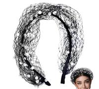 Bridal Veil Headband Retro Mesh Mesh Face Cover | The Black Fascinator with Veil For Church Wedding Ceremonies