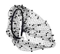 Bridal Veil Headband Retro Mesh Mesh Face Cover | The Black Fascinator with Veil for Church Wedding, Party and Wedding Party