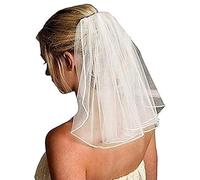 Bridal Veil Pearl Veils Wedding Vails Women's White Ivory Short Veils with Comb for Brides Shower Hen Party Chucky Costume Dress Up Gift Prom Halloween Girls First Communion