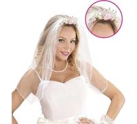 Bridal Veil Tiara With Roses Diamonds Hen Party Bride To Be Wedding Accessory