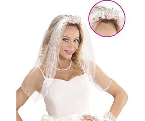 Bridal Veil Tiara With Roses Diamonds Hen Party Bride To Be Wedding Accessory