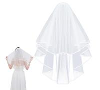 Bridal Veil Wedding Vails, Bridal Tulle Veil with Comb Women's Simple White Ivory Tulle Short Veils for Brides Shower Bachelorette Hen Party Costume Dress Up Gift Prom Girls First Communion(White)