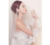 Bridal Veils White Ribbon Flower Lace Polyester Tulle Mariage Bride Headwear Wedding Hair Accessories-White