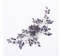 Bridal Vintage Silver Rhinestones Big Hair Comb Bridal Pearls Comb Headpiece Wedding Hair Piece Purple