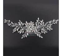 Bridal Vintage Silver Rhinestones Big Hair Comb Bridal Pearls Comb Headpiece Wedding Hair Piece Silver